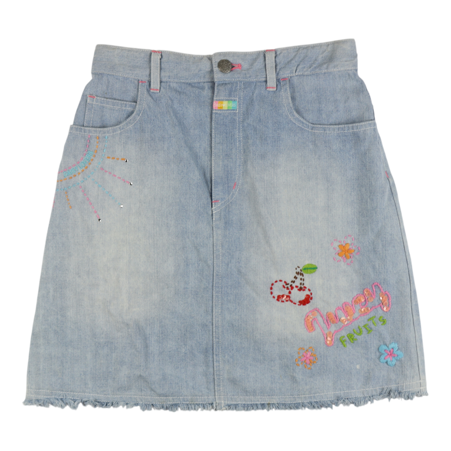 Daisy Lovers Embroidered Denim Skirt