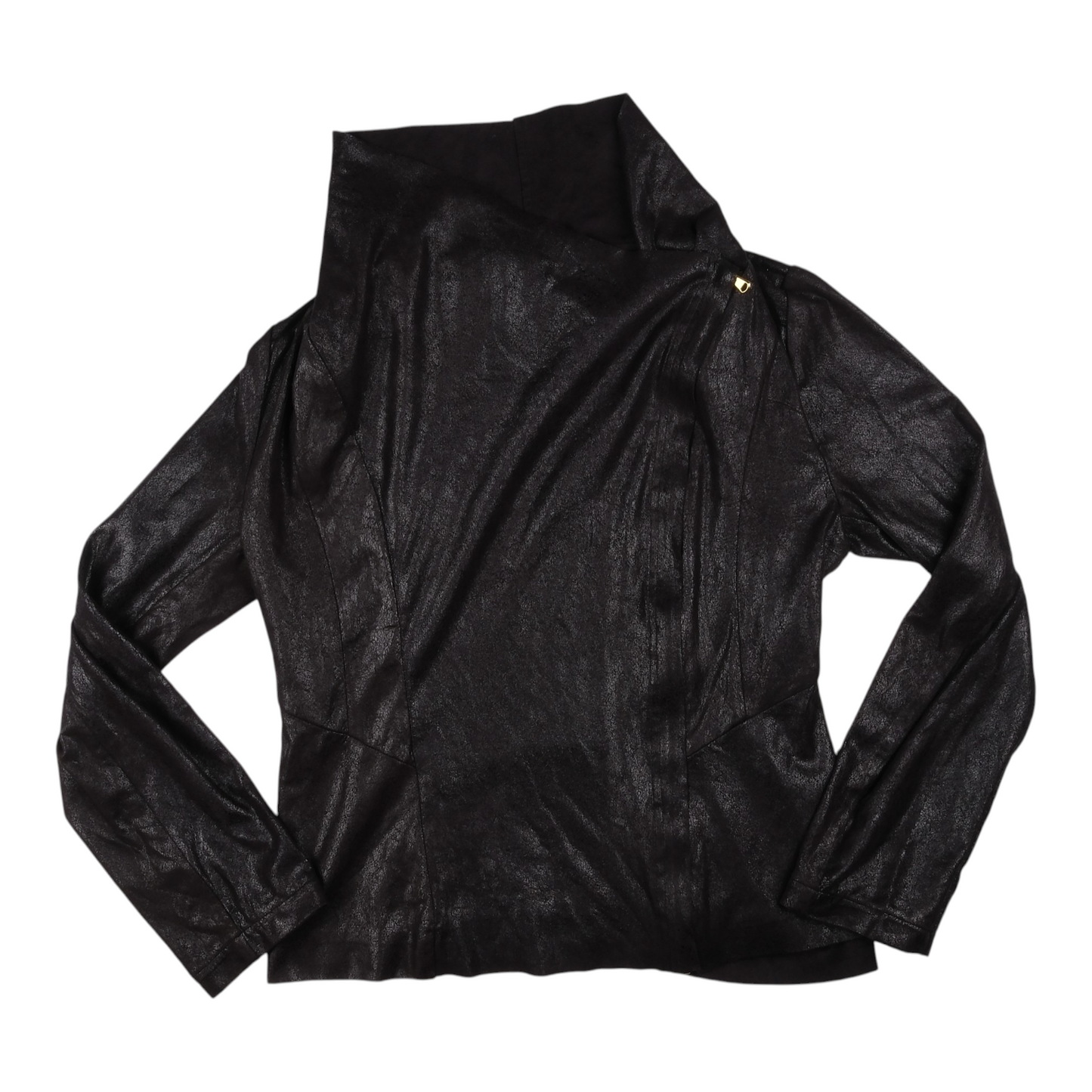White Closet Black Metallic Zip-Up Jacket