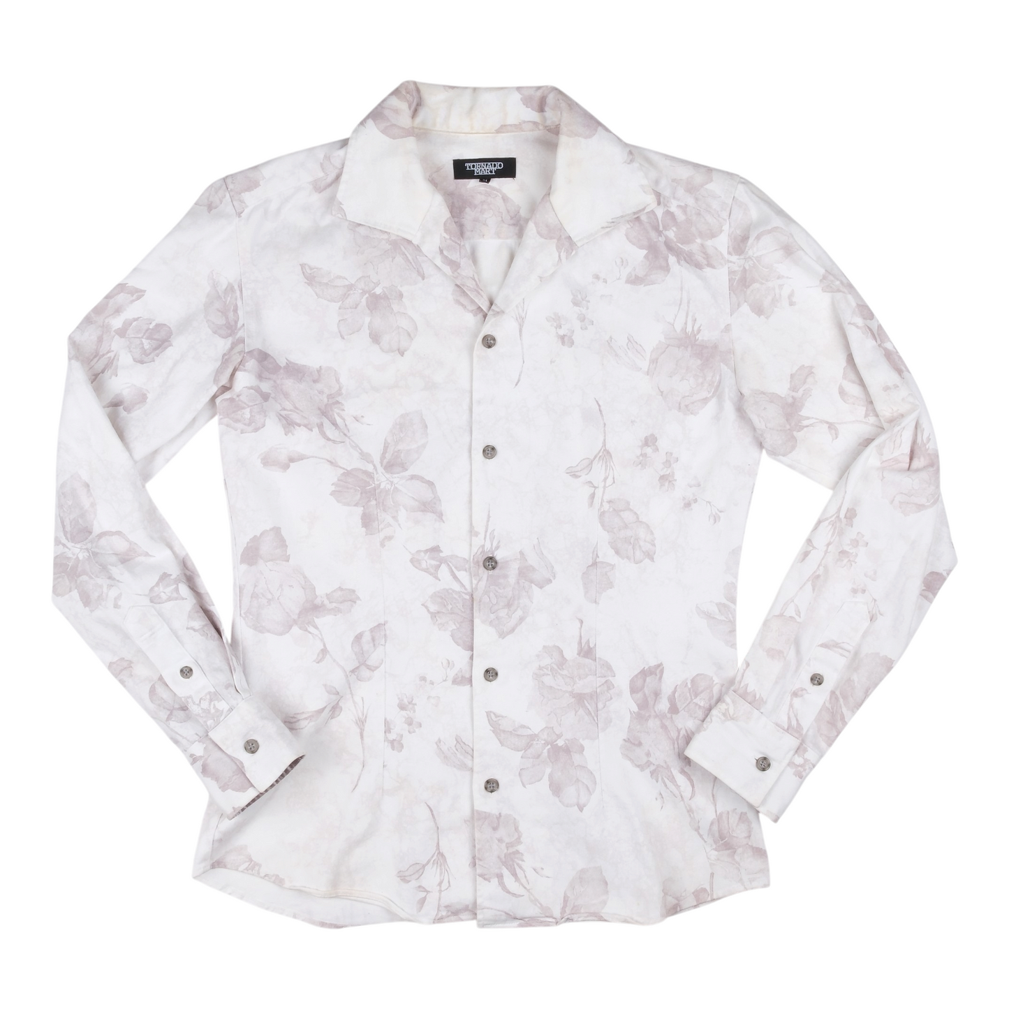 Tornado Mart Floral Rose Print Button-Up Shirt