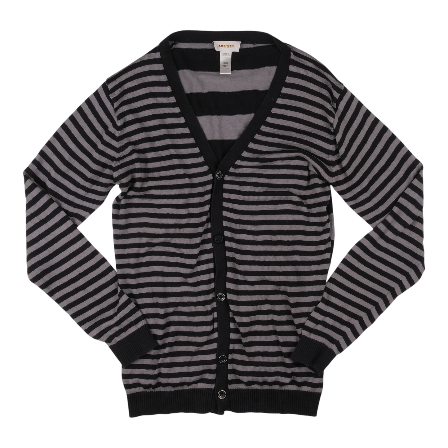 Diesel Striped Cardigan Black Grey