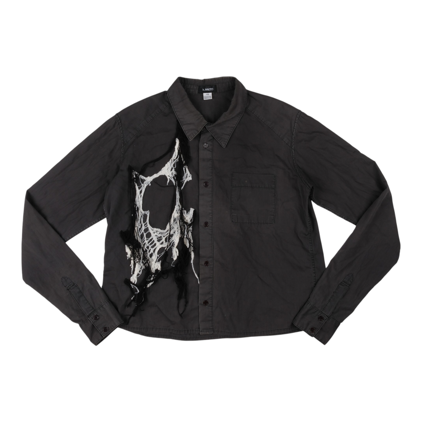 h.NAOTO Cobweb Appliqué Black Denim Shirt