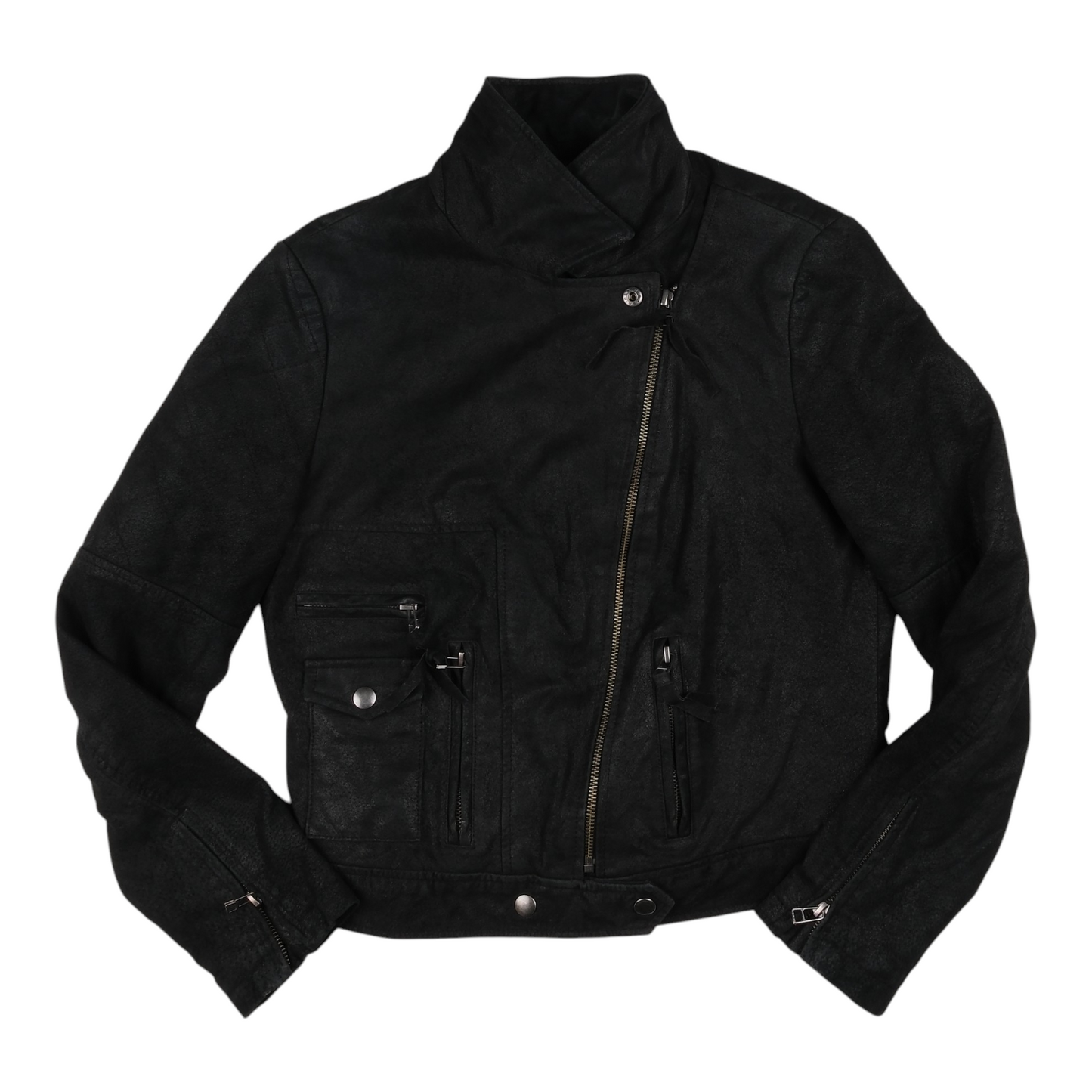Just Jeans Genuine Leather Black Cropped Jacket