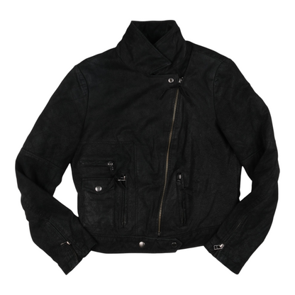 Just Jeans Genuine Leather Black Cropped Jacket