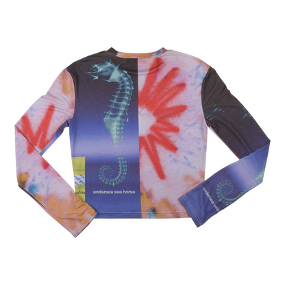 Typeservice "Undersea Sea Horse" Mesh Long Sleeve Top