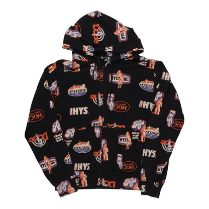 Hysteric Glamour All-Over Print Logo Hoodie Black