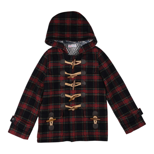 Né-Net Plaid Duffle Coat Red Black