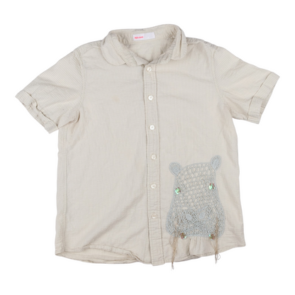 Né-net Crochet Bear Appliqué Striped Shirt