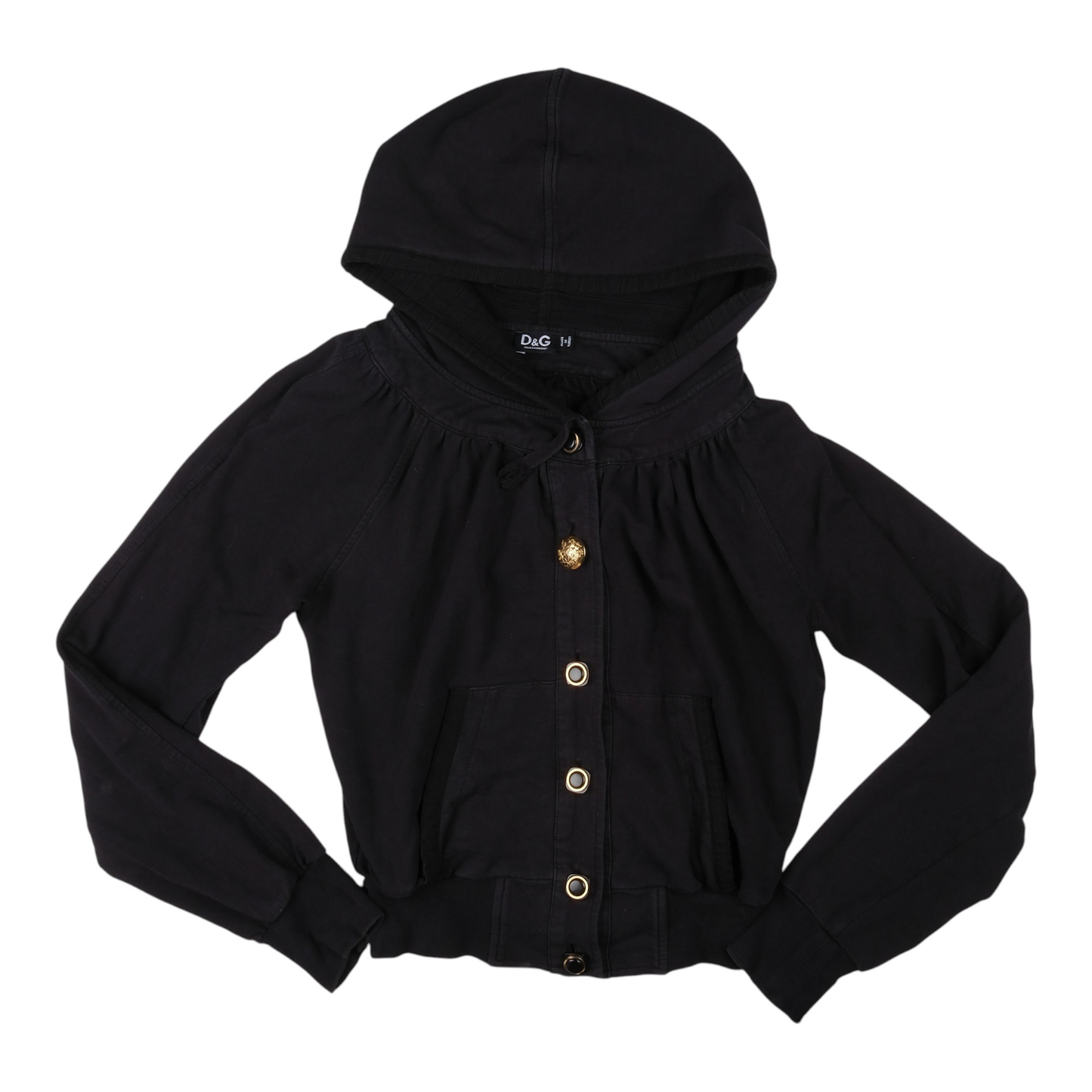 Dolce & Gabbana Black Cropped Hooded Jacket
