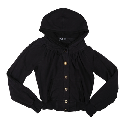 Dolce & Gabbana Black Cropped Hooded Jacket