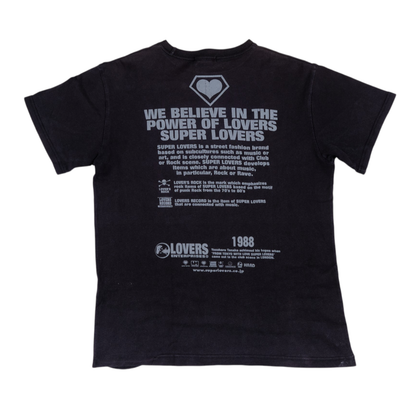 Super Lovers "Love Is The Message" Heart Logo Black Tee