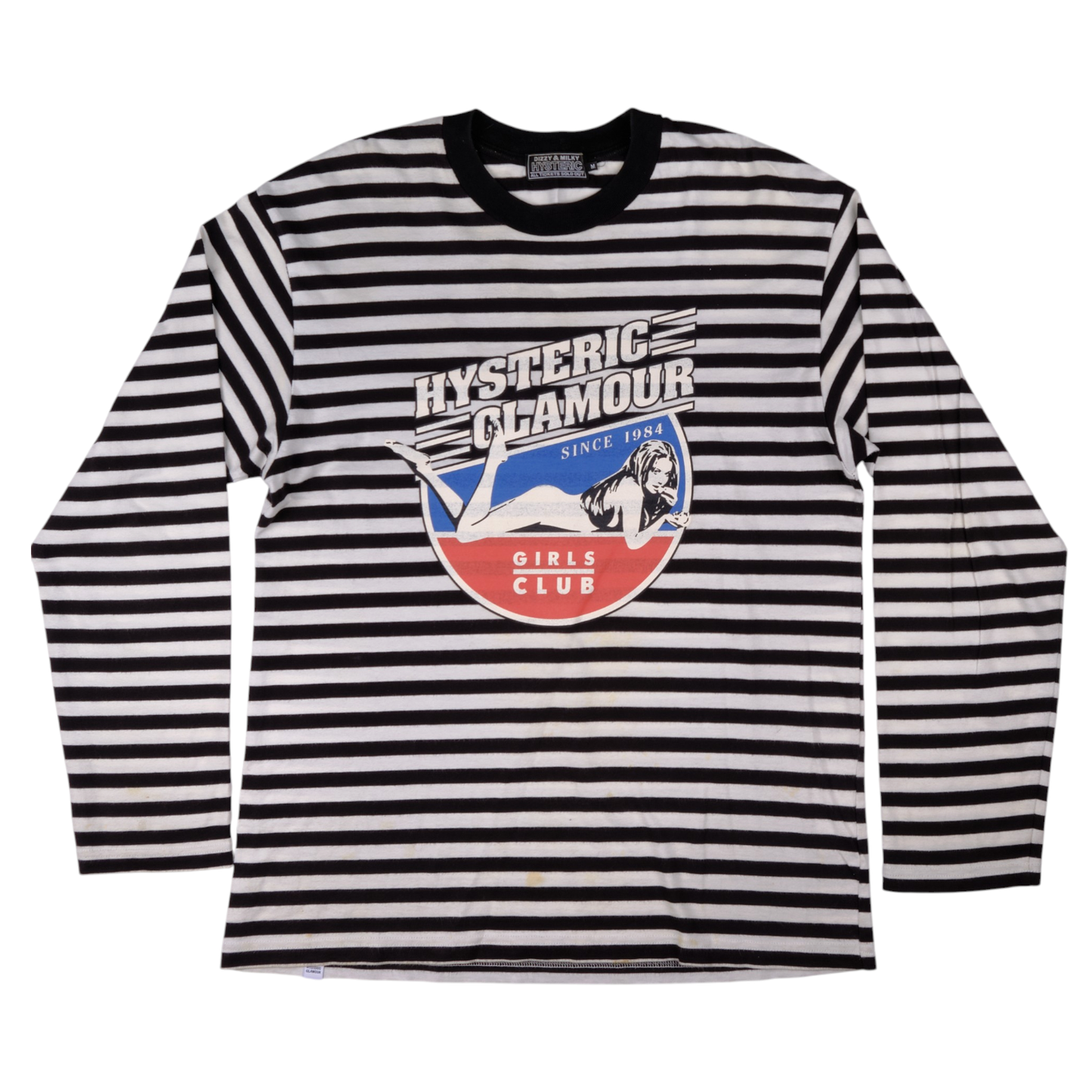 Hysteric Glamour "Girls Club" Striped Long Sleeve Tee